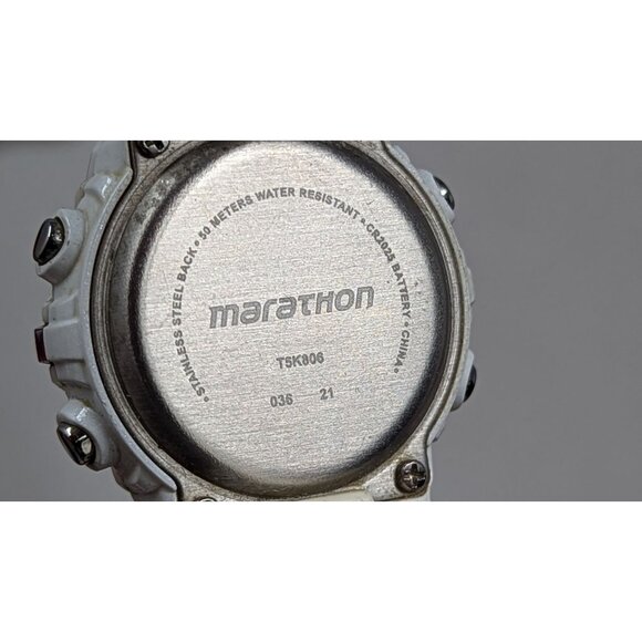 Marathon Digital Stopwatch Wristwatch Water Resistant WR 50M Indiglo White - Picture 3 of 3